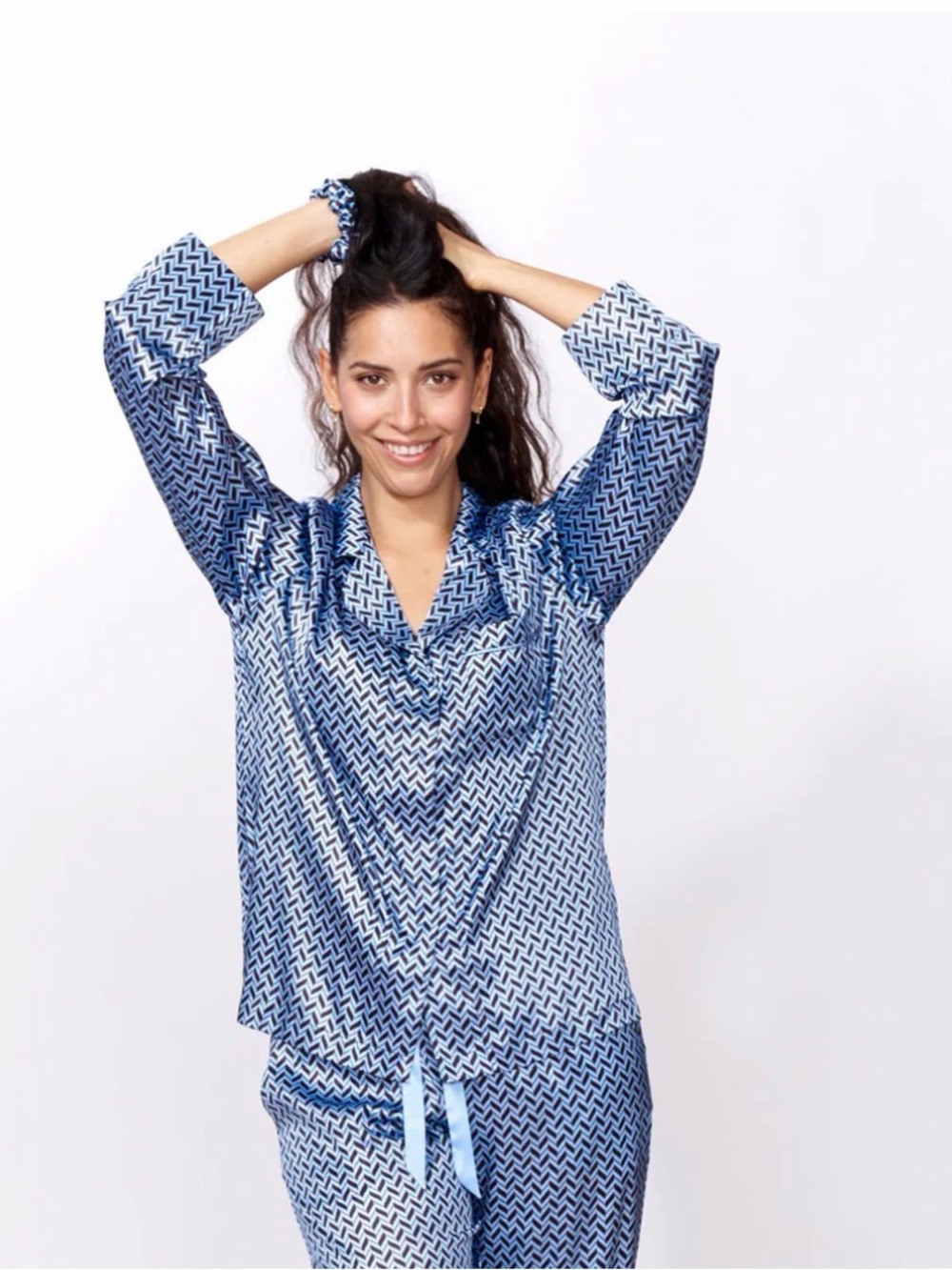 Blue Patterned Women's Sleepwear top